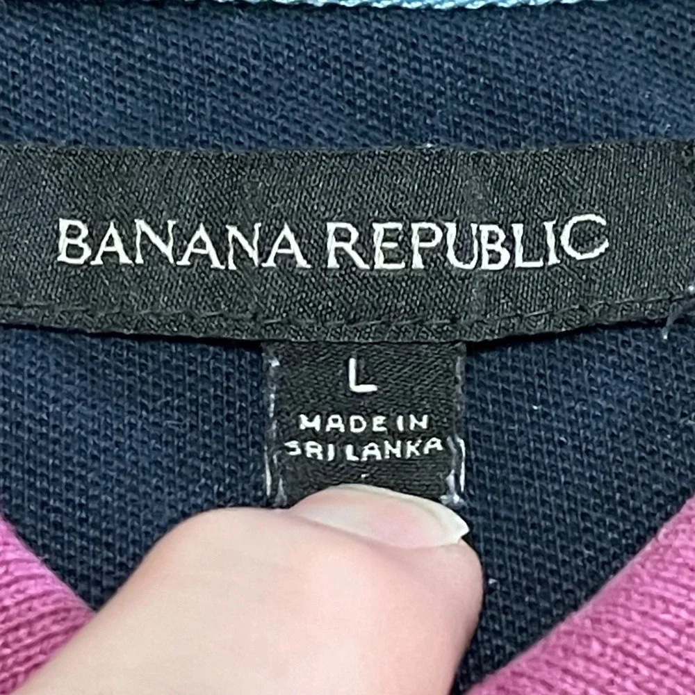 Banana Republic Men's Large L Polo Shirt Mauve Pink Embroidered Elephant